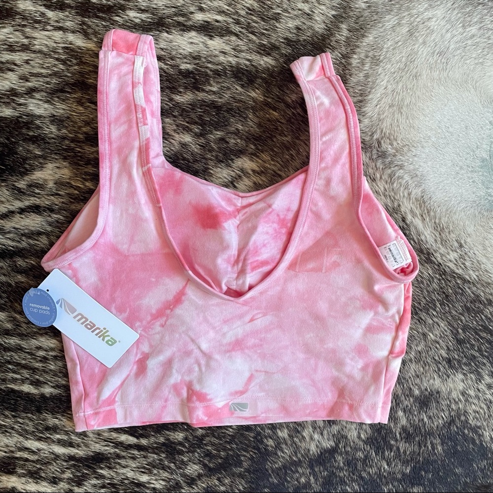 SOLD-NWT Marika Sports bra, pink tie die, Large - Picture 2 of 3